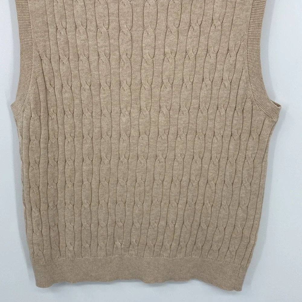 J. Crew Sleeveless Beige Cable Knit Sweater Size Medium